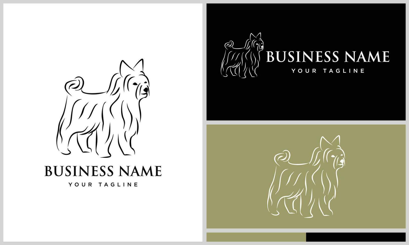 line art Yorkshire terrier logo vector