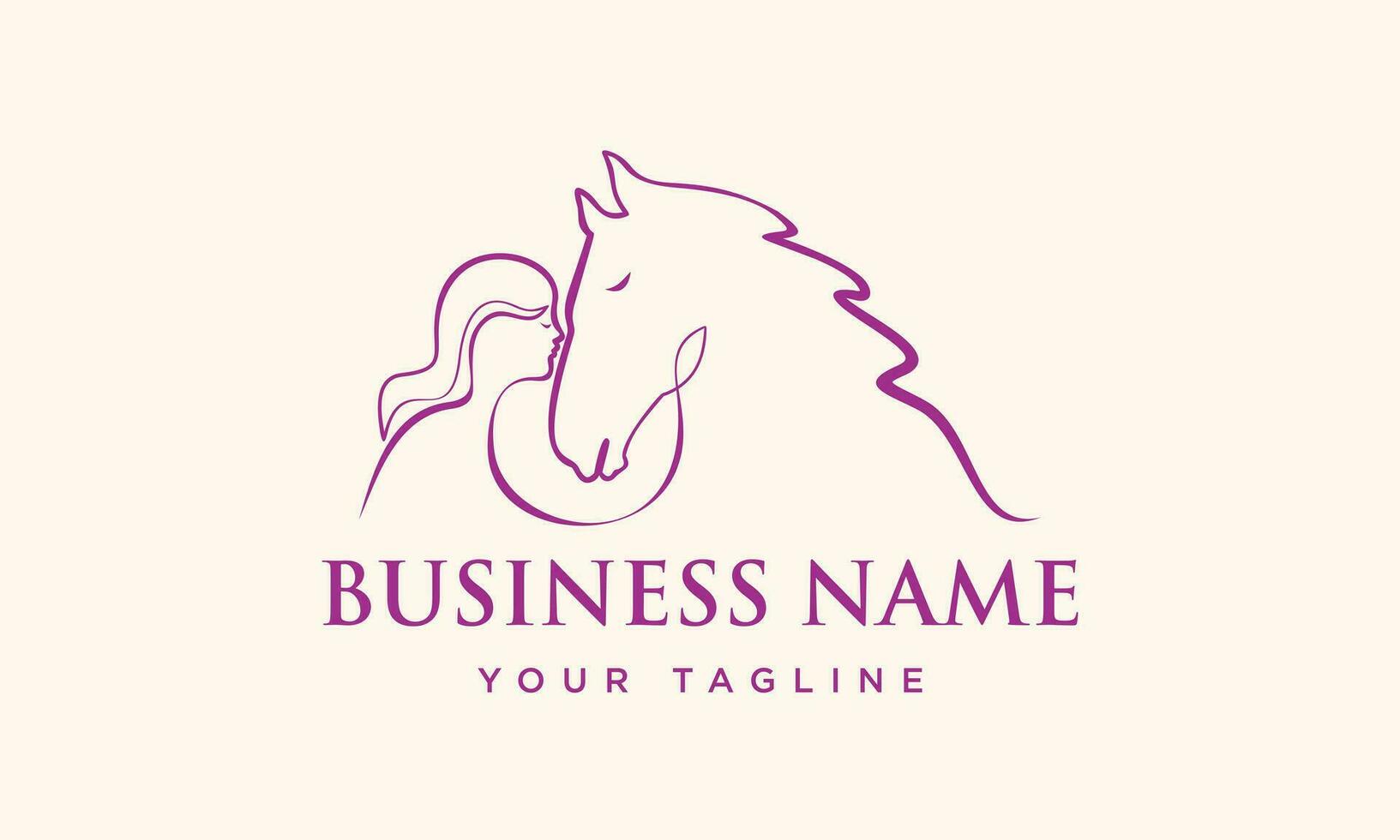 line art horse and women vector