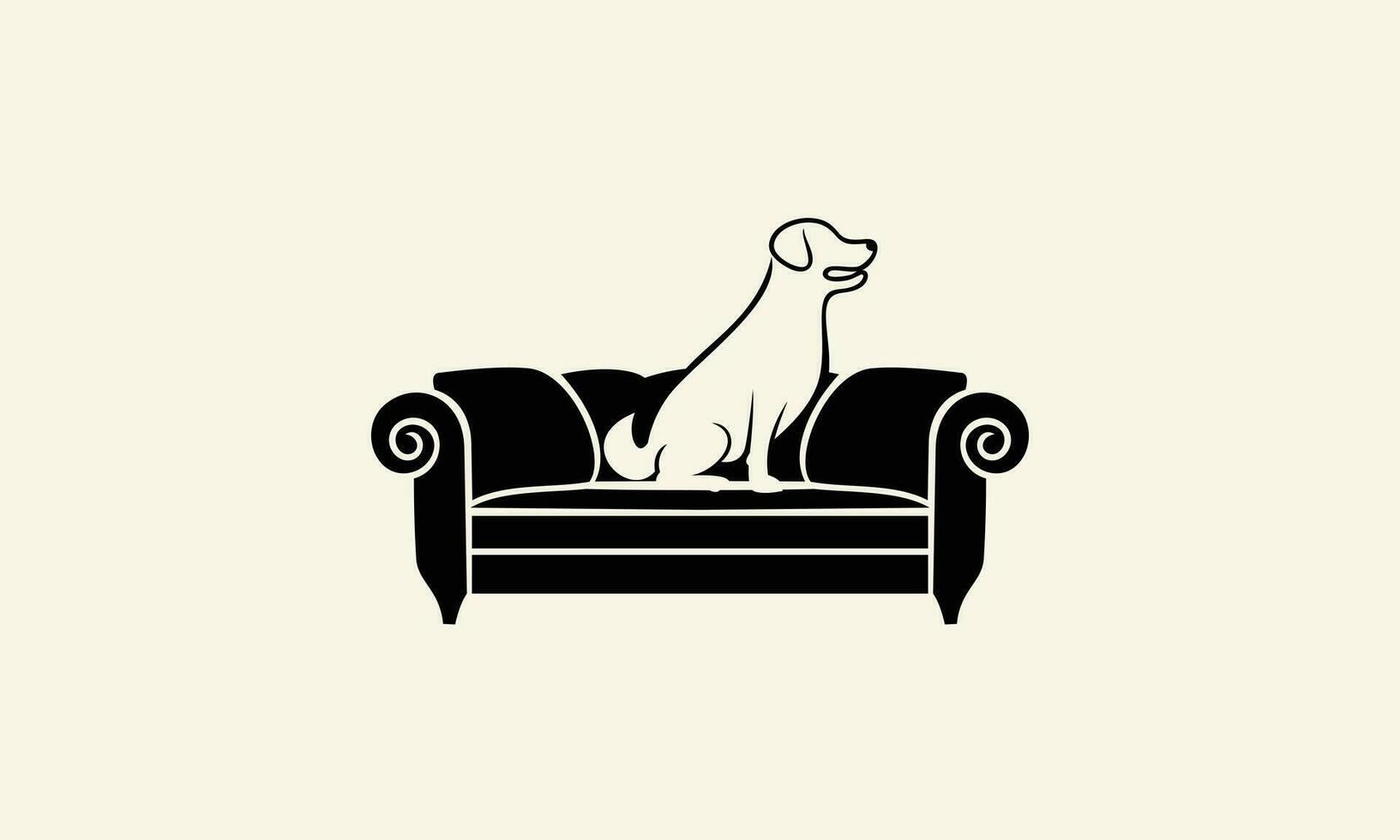 silhouette dog and sofa logo vector