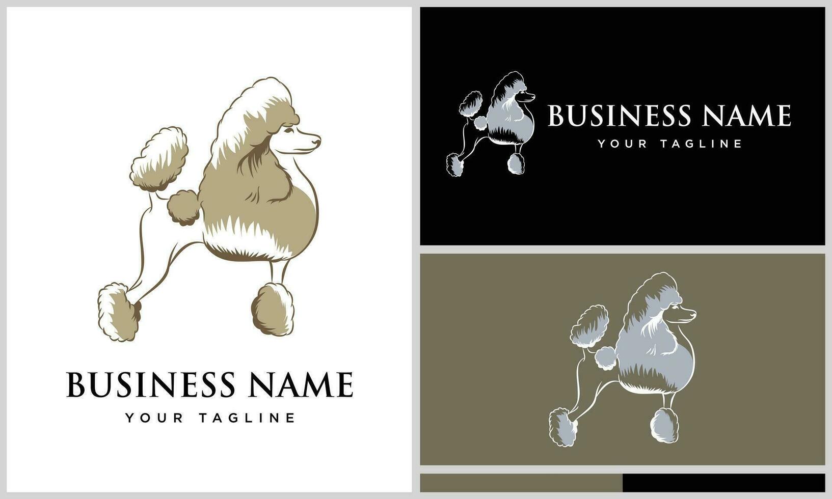 line art poodle logo template vector