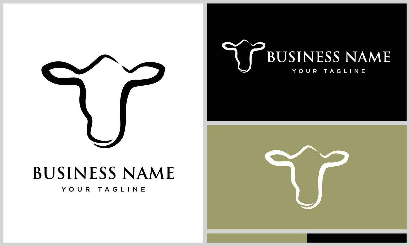 line art beef logo template vector