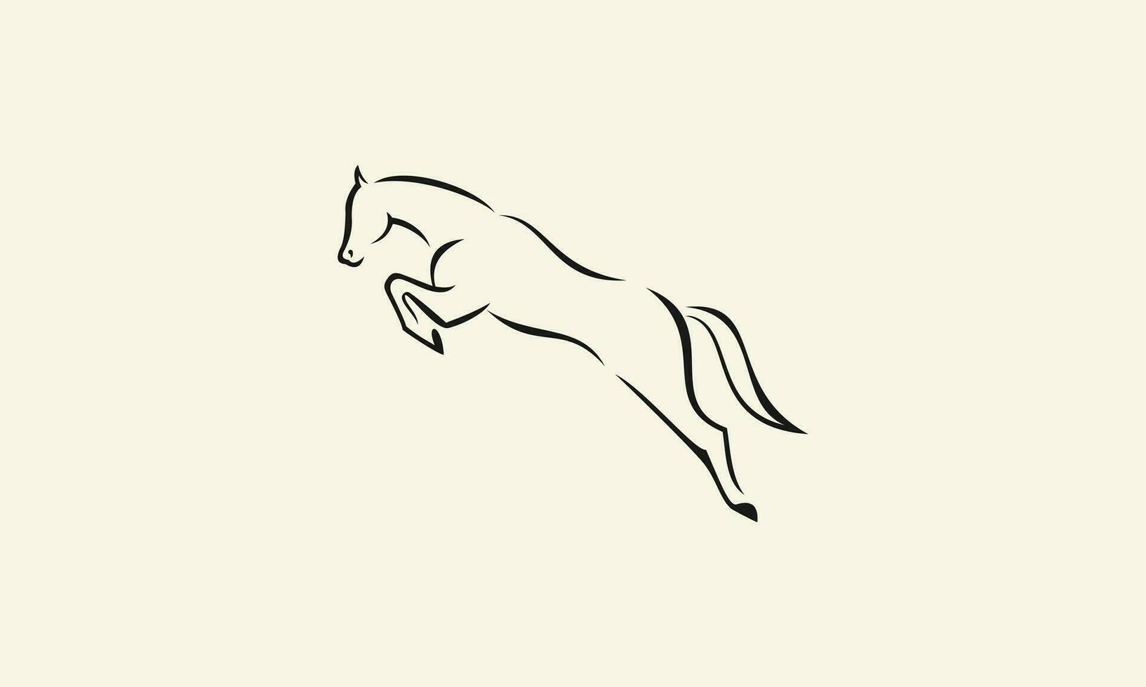 line art horse jumping logo vector