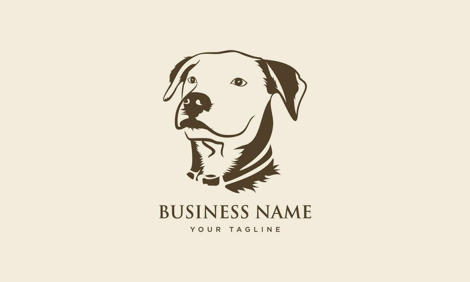 line art dog logo template vector