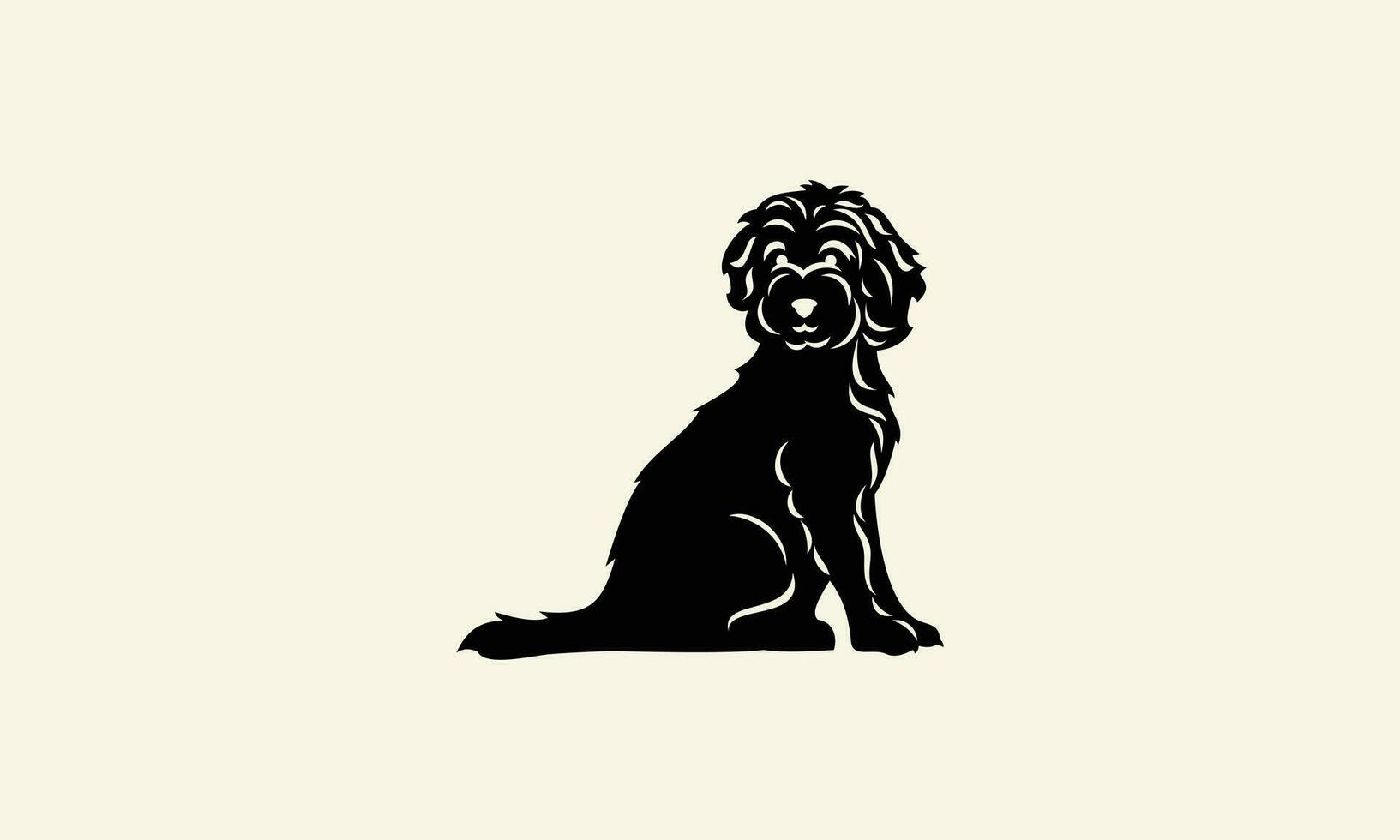 silhouette golden retriever logo design vector