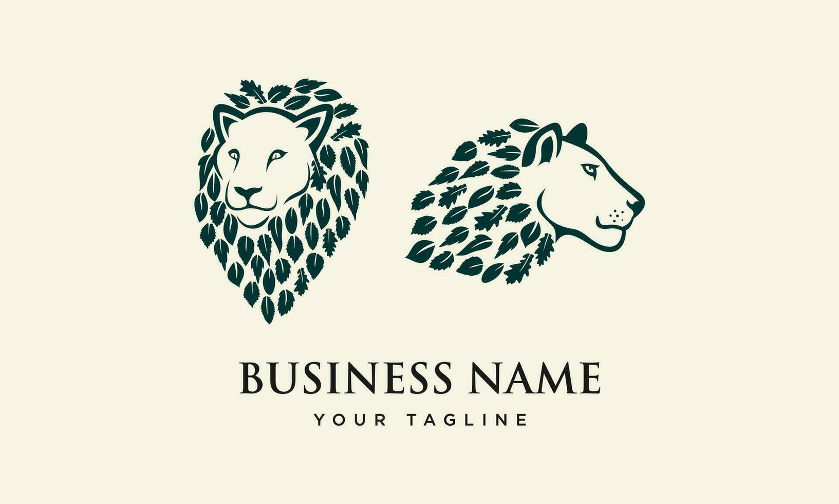 lion and leaf logo template vector