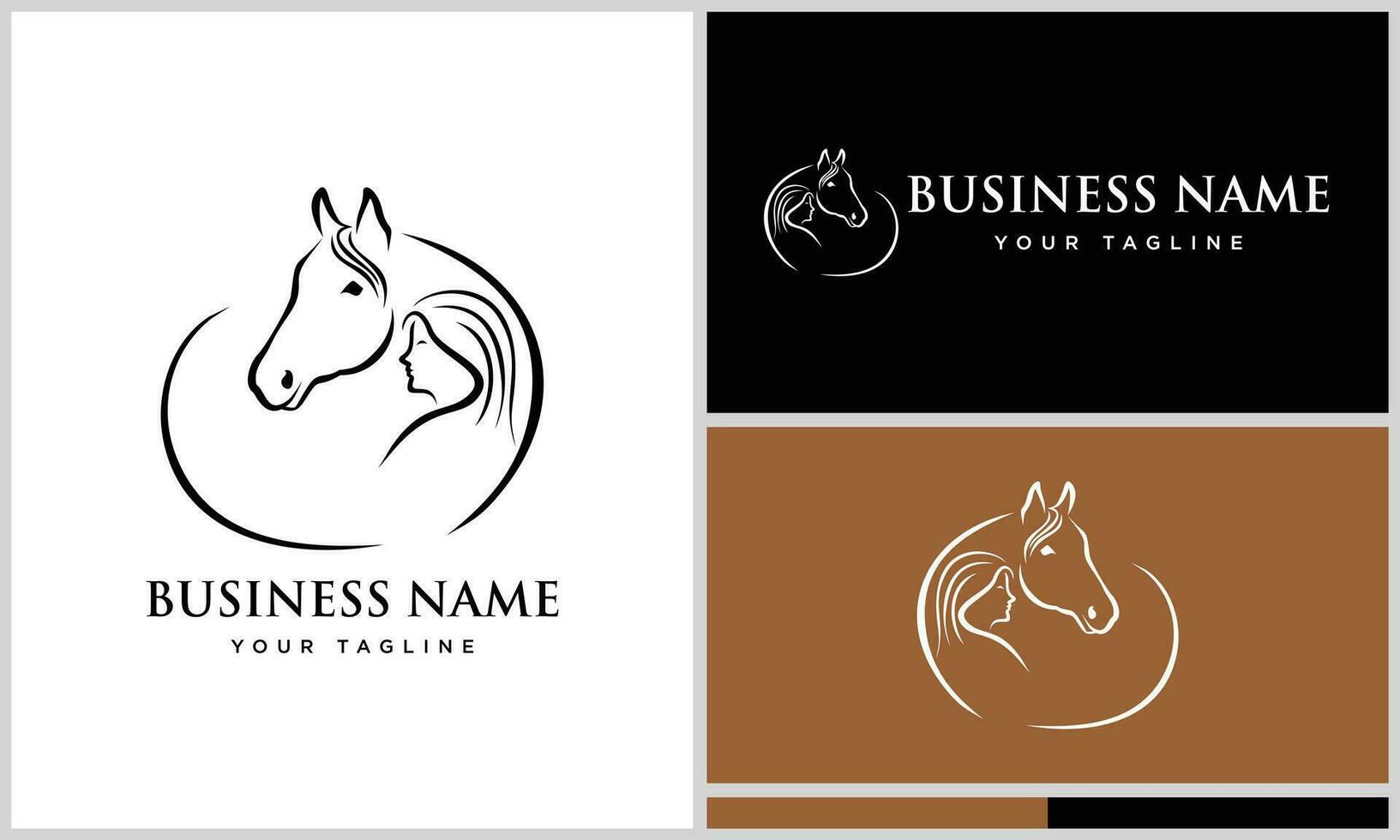line art animal family logo vector