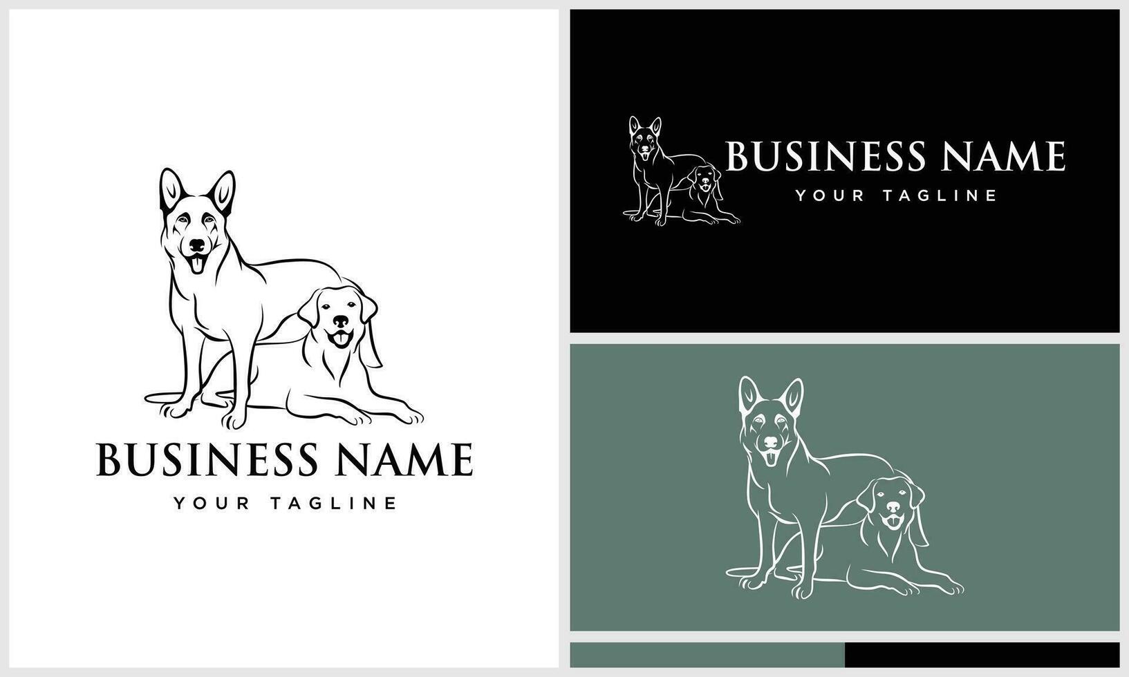 line art german shepherd logo vector