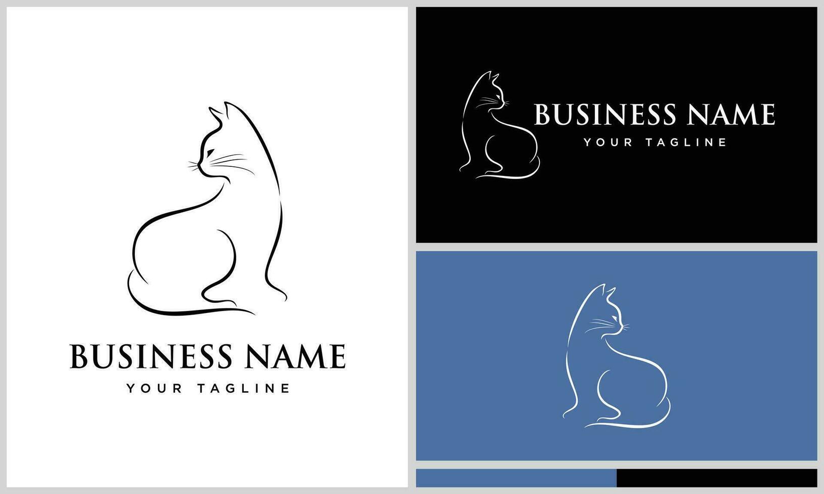 line art luxury cat logo vector