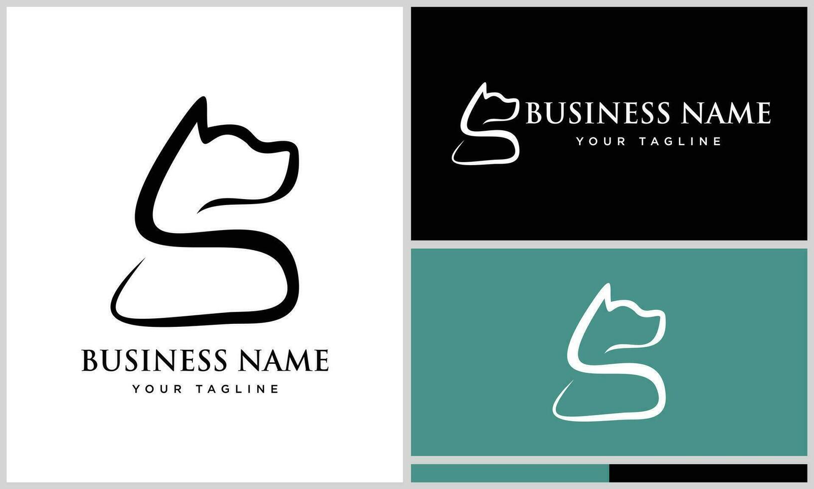 line art dog initial logo vector