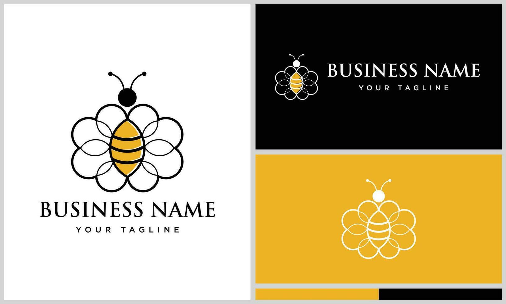 line art bee logo design vector