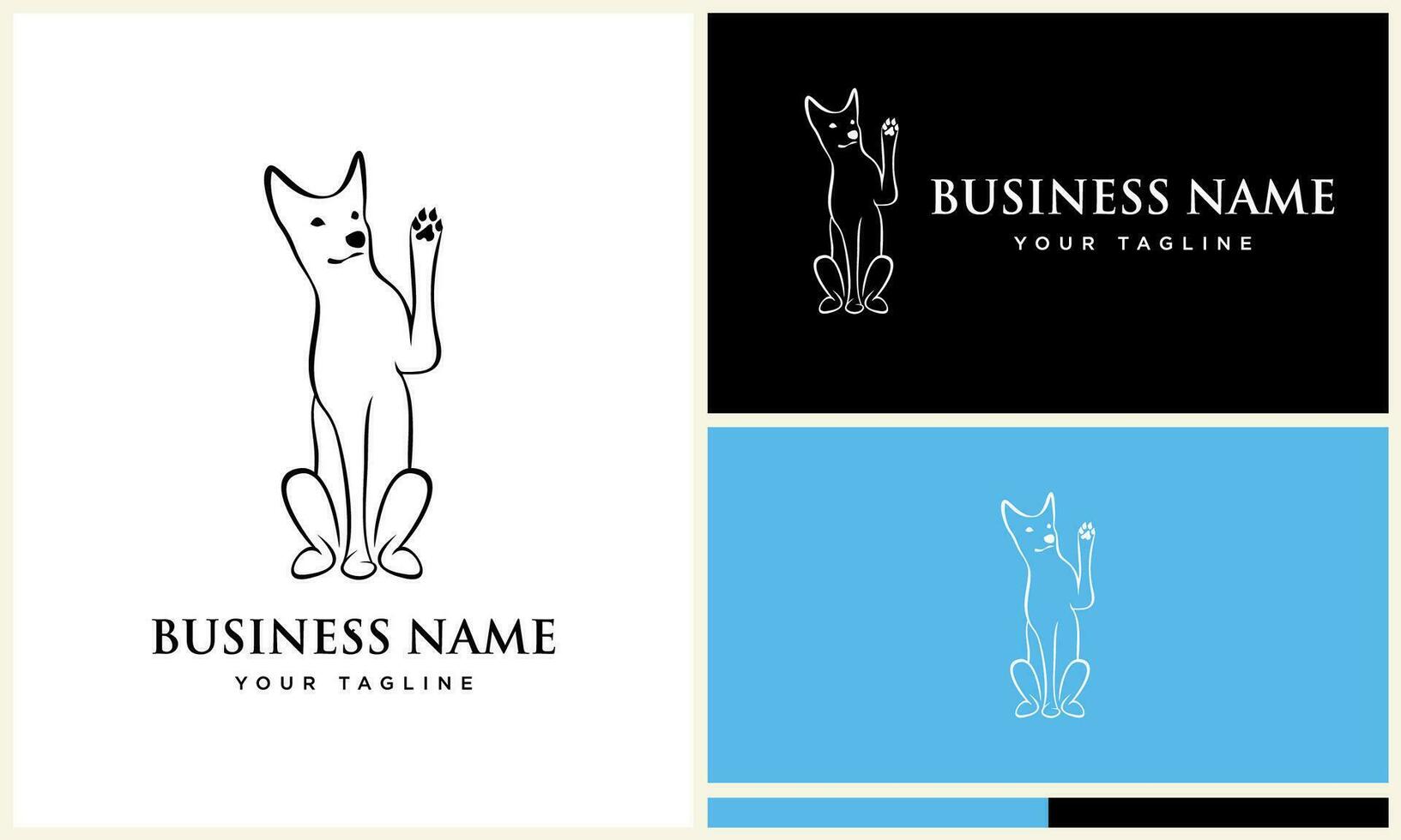 line art dog logo template vector