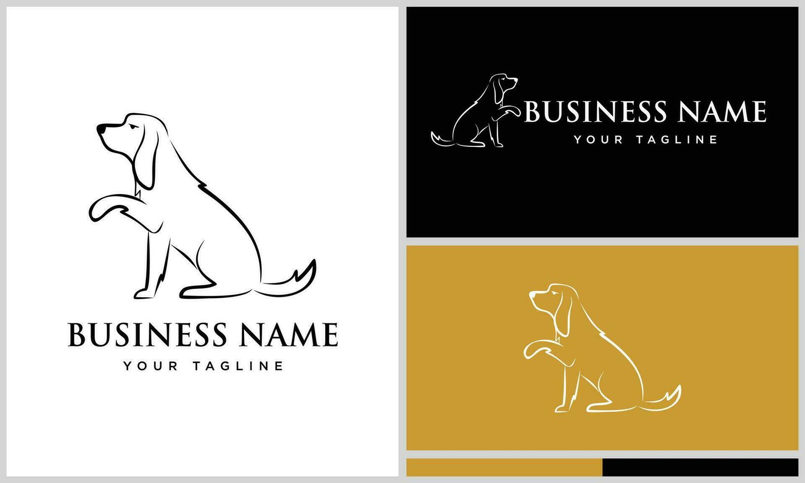 line art dog sitting logo vector