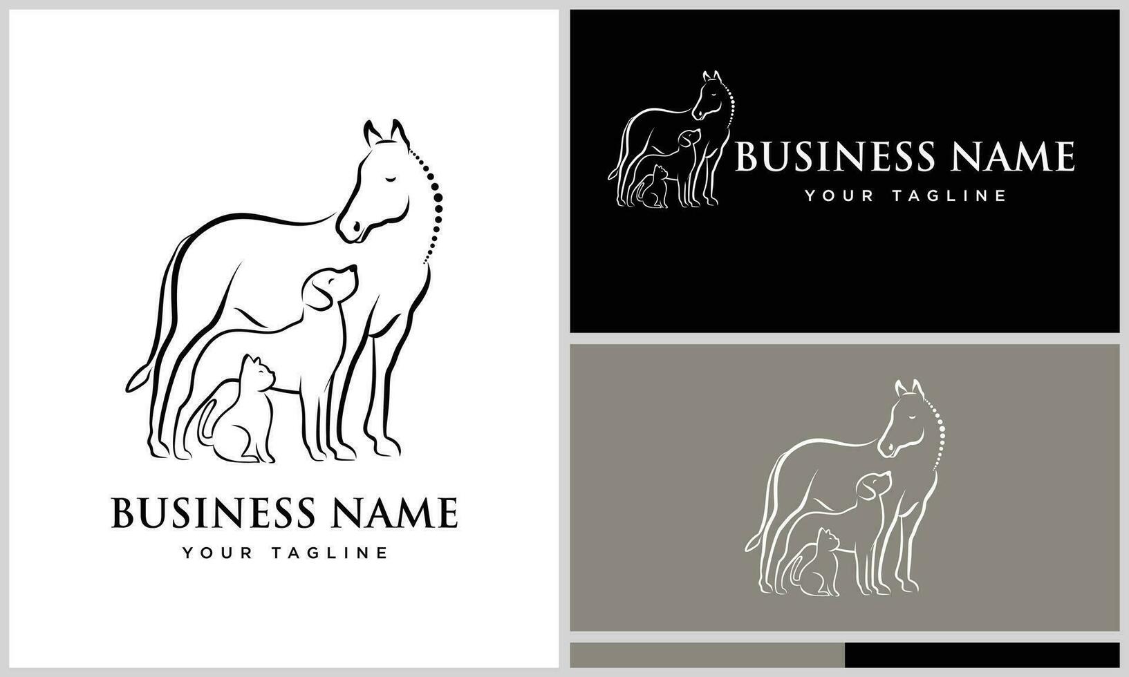 line art veterinary logo template vector