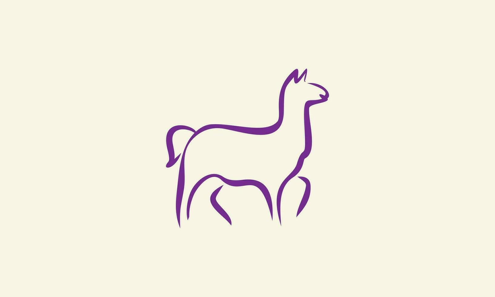 line art llama logo design vector
