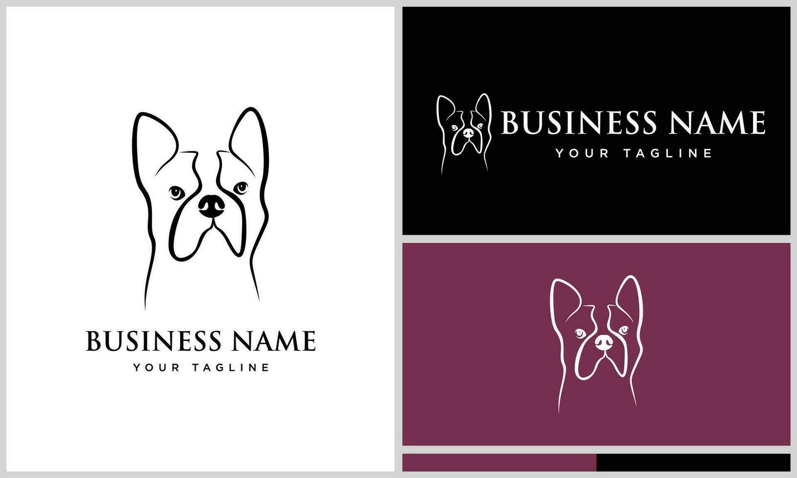 line art bulldog logo template vector