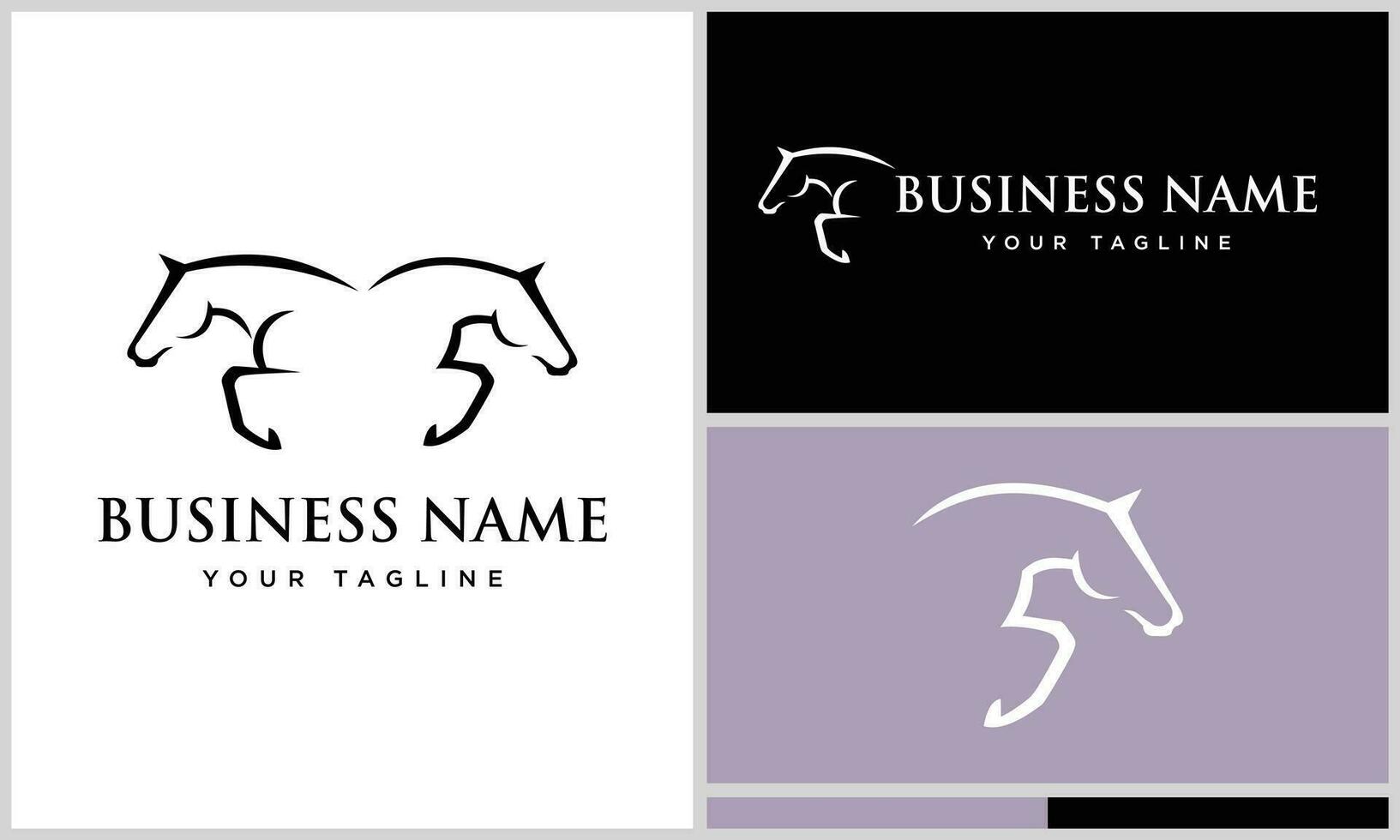 line art horse initial logo vector