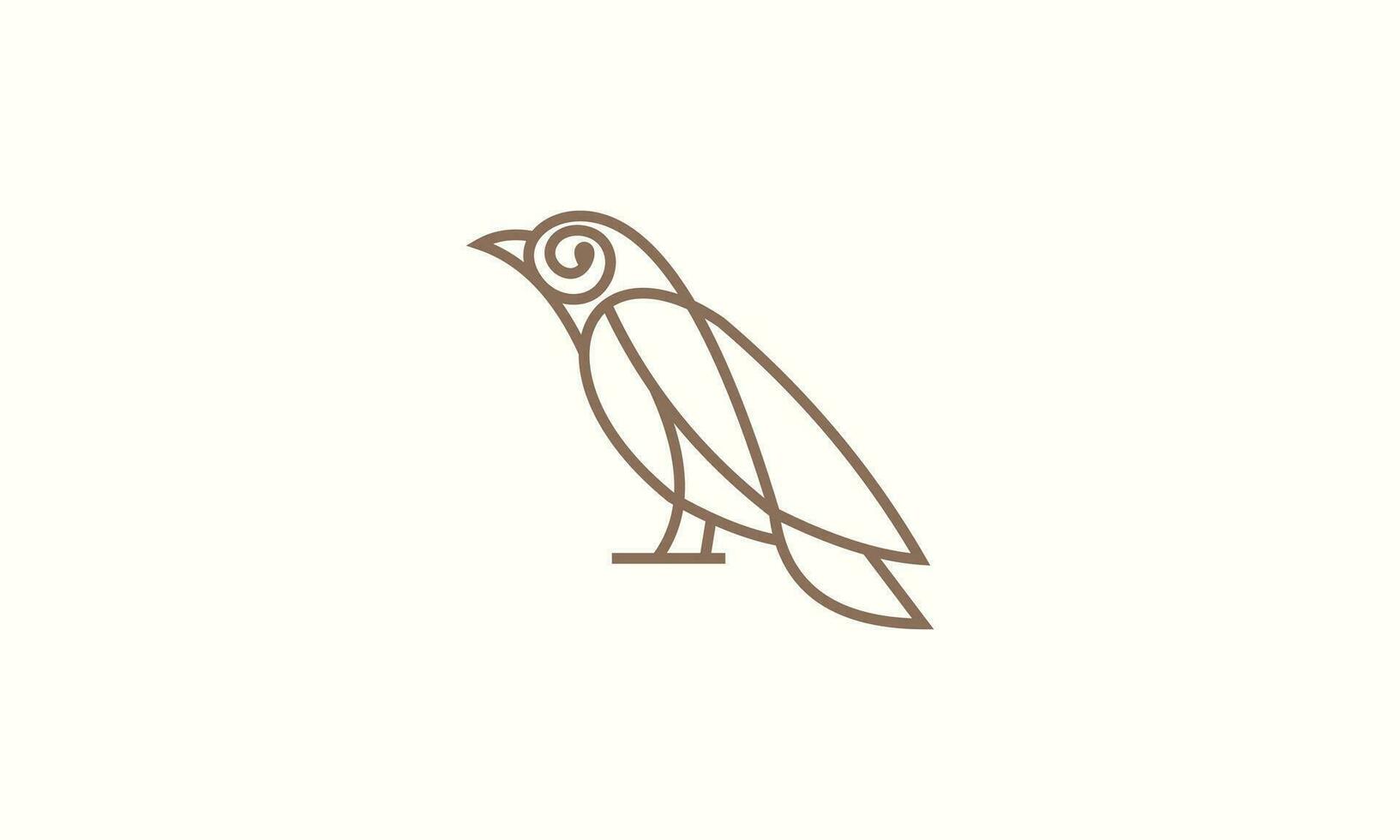 line art raven logo template vector