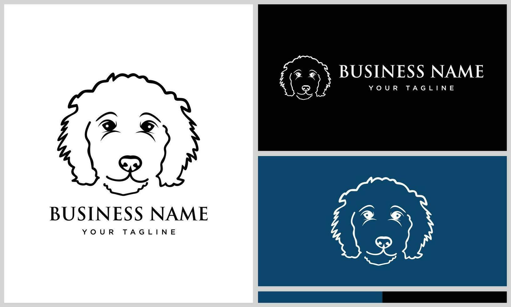 line art labrador doodle logo vector