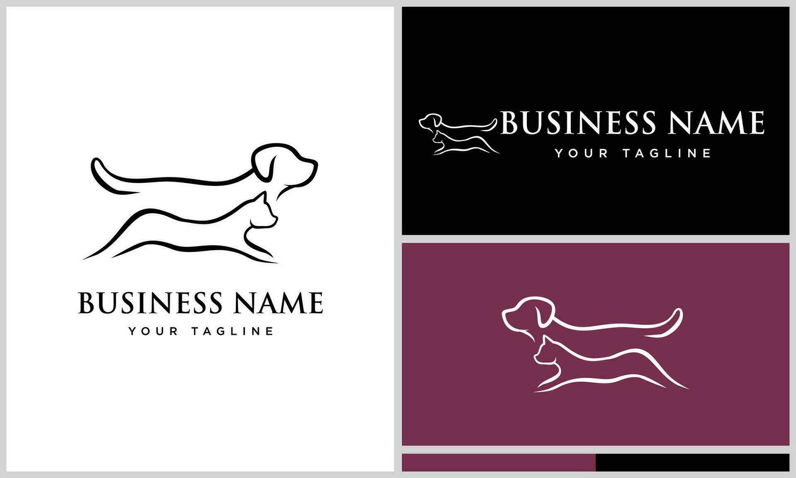 line art dog run logo vector