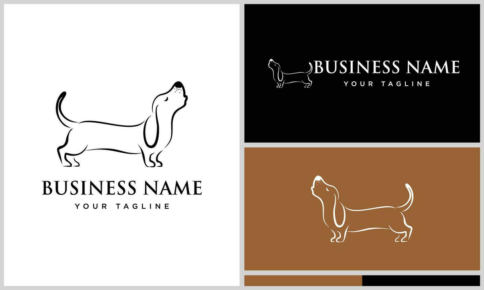 line art dachshund logo template vector