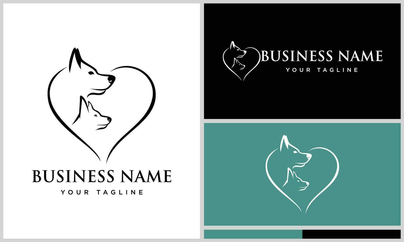 line art dog love logo vector