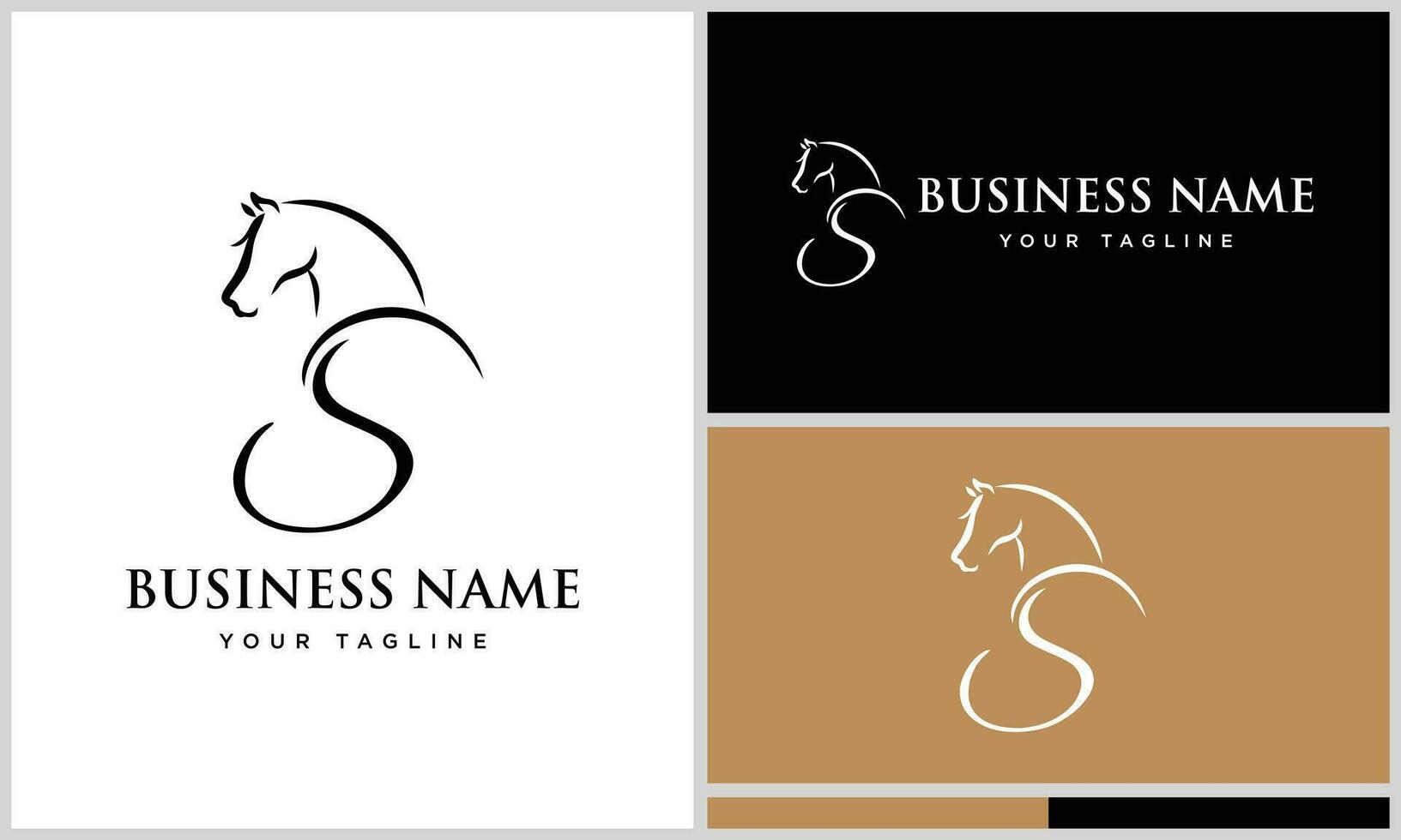 line art horse initial logo vector