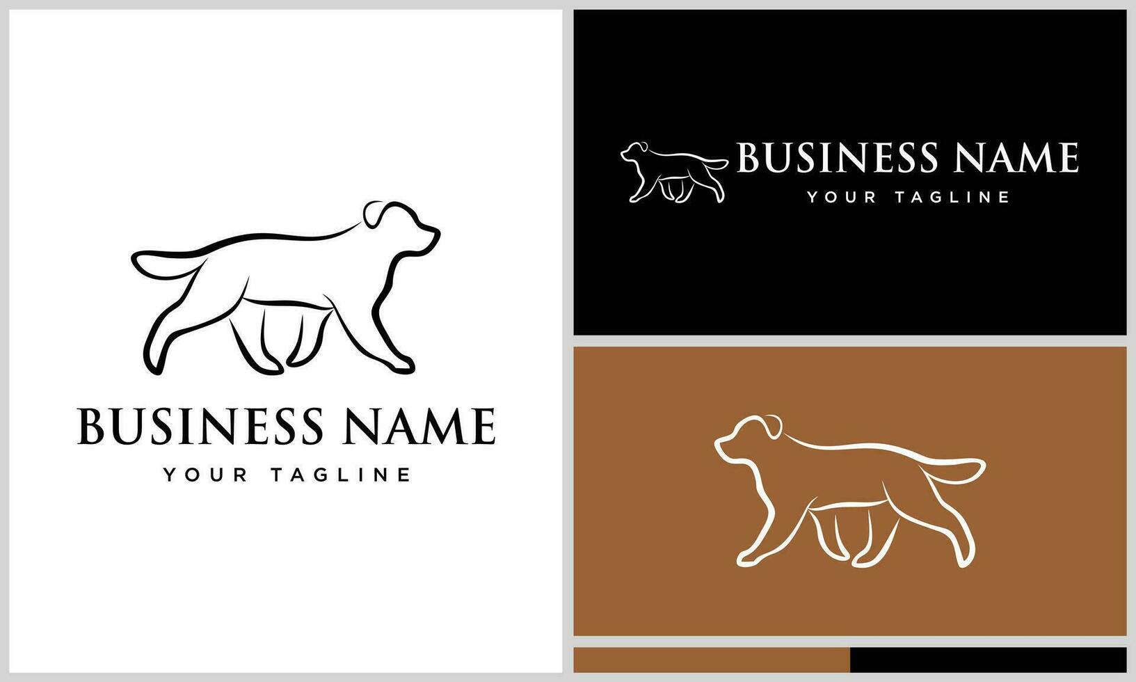 line art walking dog logo vector