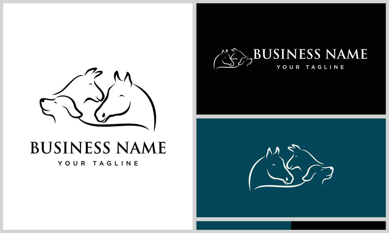 line art pet farm logo vector