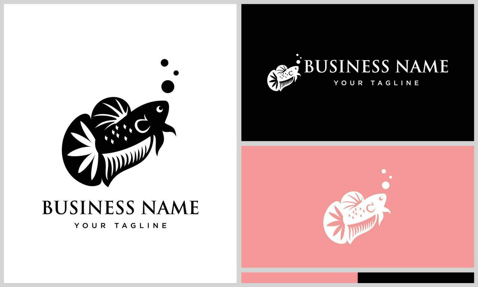 silhouette beta fish logo design vector