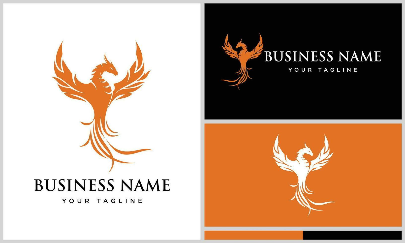 silhouette phoenix and dragon logo vector