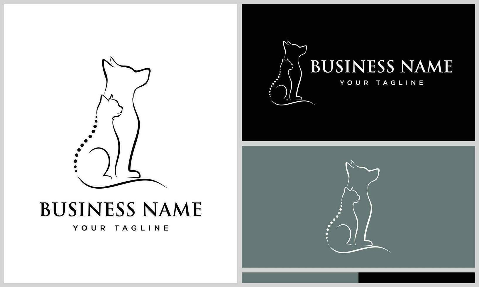 line art cat logo template vector