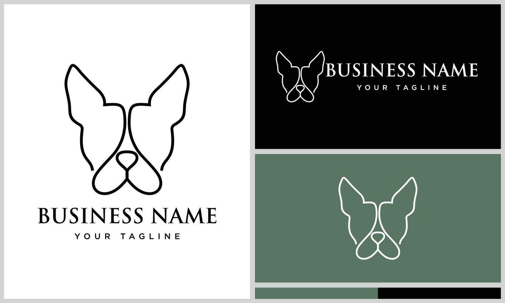 line art bulldog face logo vector