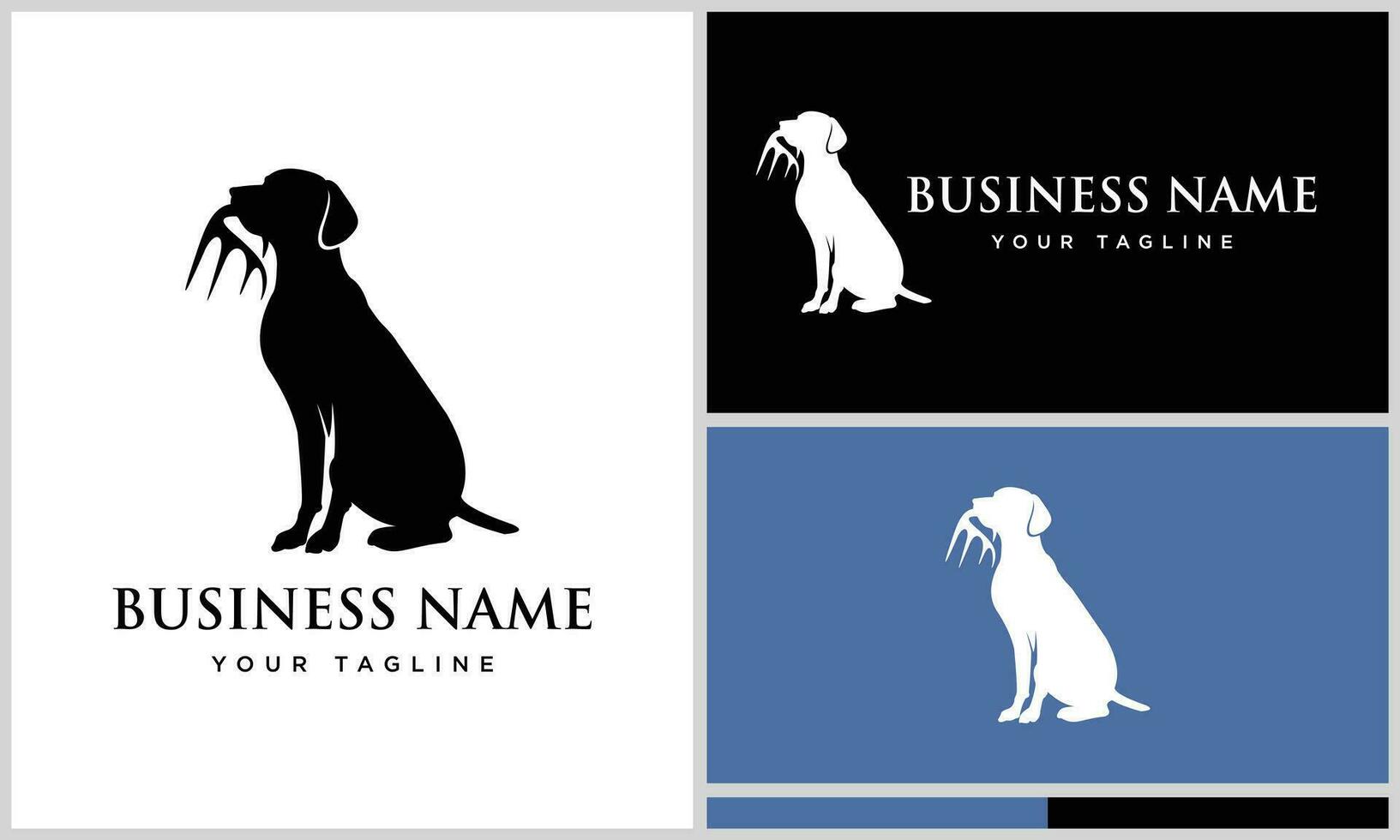 silhouette dog with deer antlers vector
