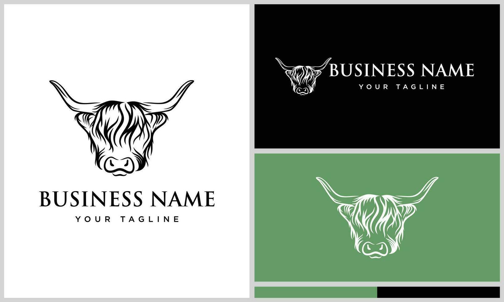 line art bison head logo vector