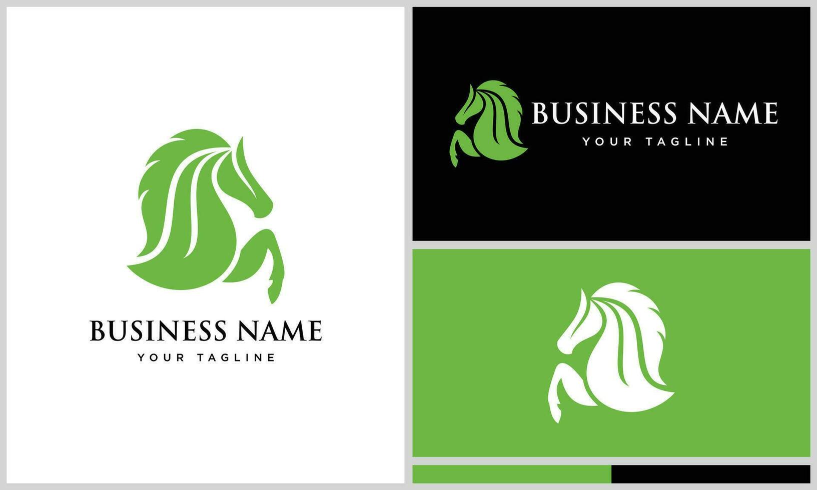 silueta caballo y hoja logo vector
