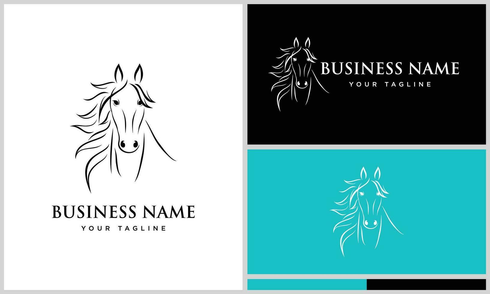 line art horse head logo vector