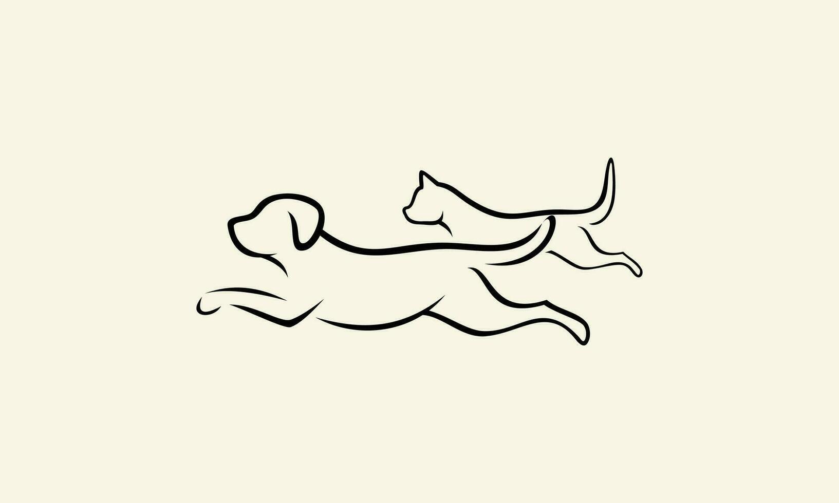 line art pet jumping logo vector