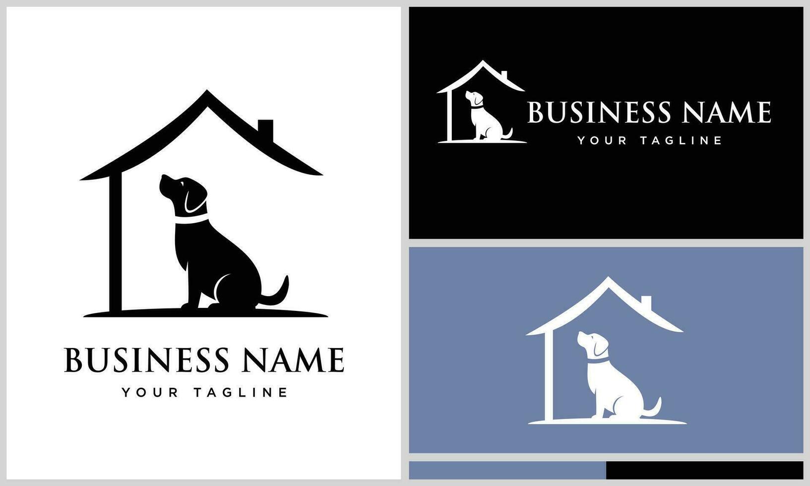 silhouette dog and home logo vector