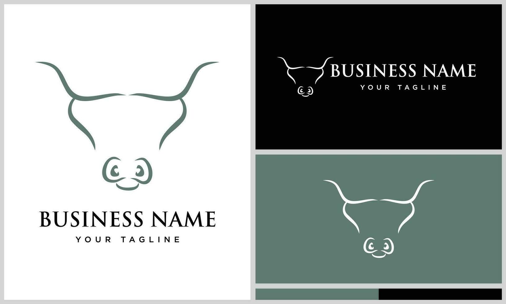 line art bison head logo vector