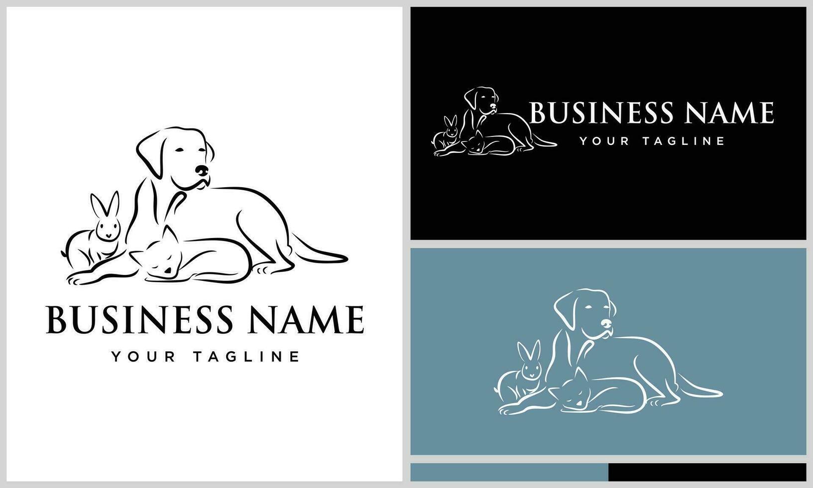 line art pet logo template vector