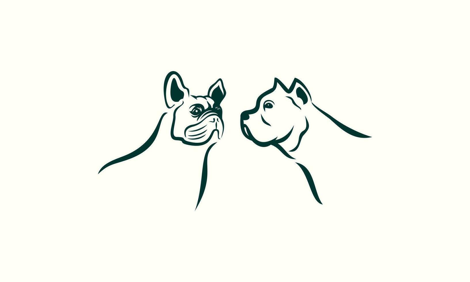 línea Arte buldog cara logo vector