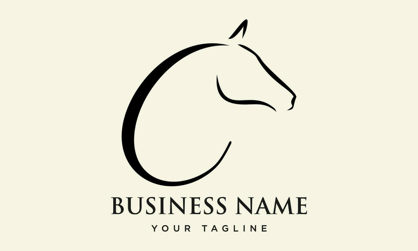 horse line art logo template vector