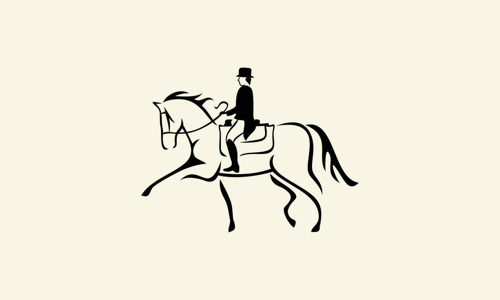 line art horseman logo design vector