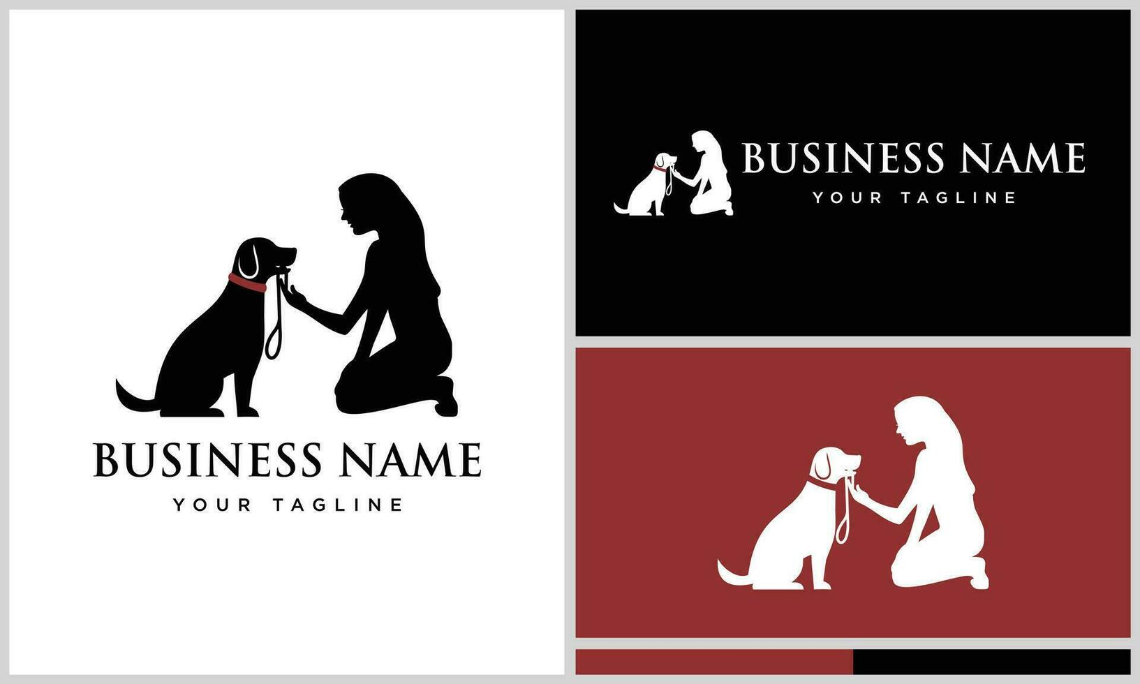 silhouette walking dog logo template vector