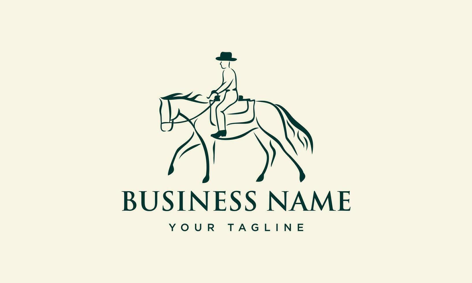 hand drawn horseman logo design vector