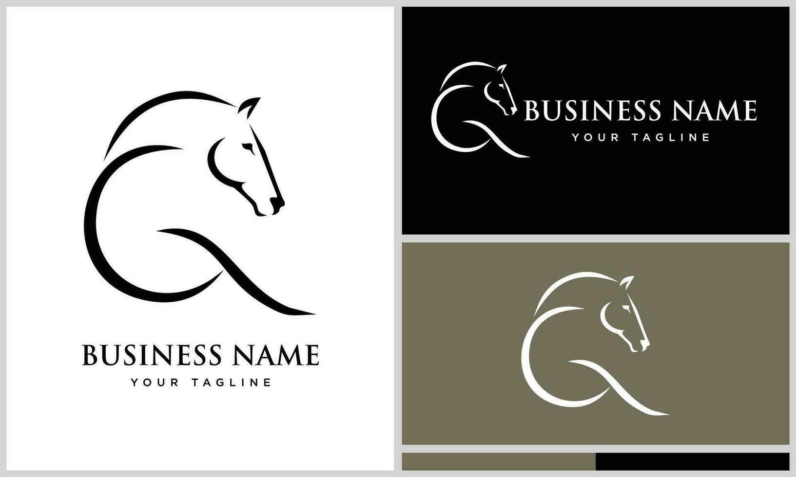 line art horse initial logo vector