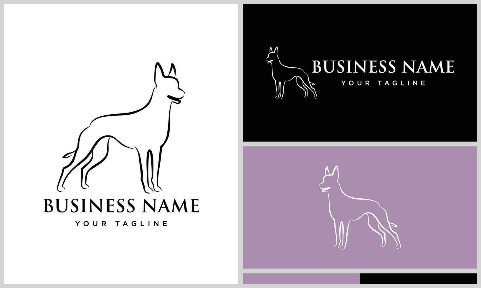 line art dog logo template vector