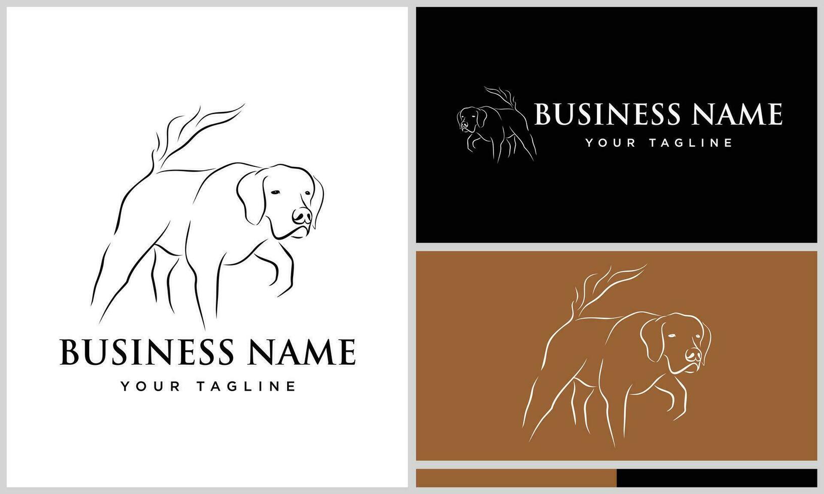 line art hunting dog logo vector
