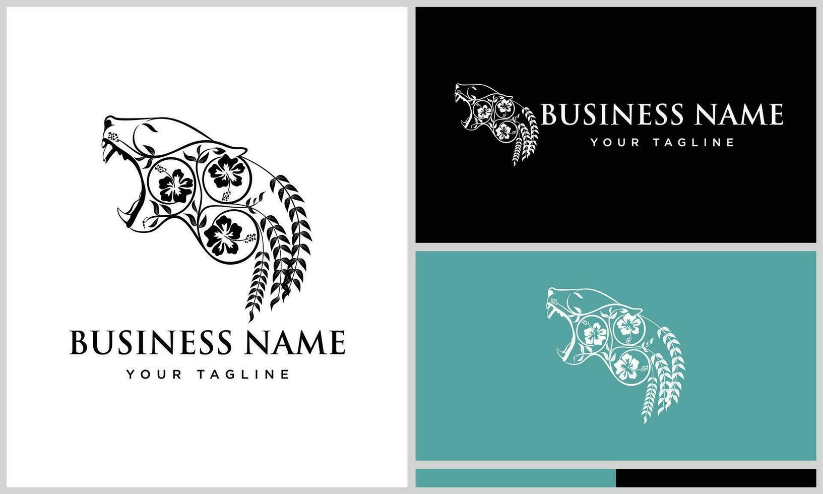 line art tiger tattoo logo vector