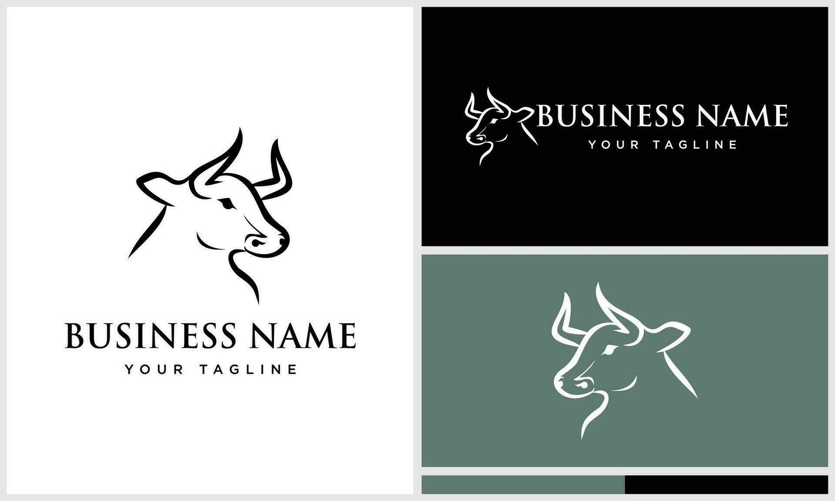 line art bull logo template vector